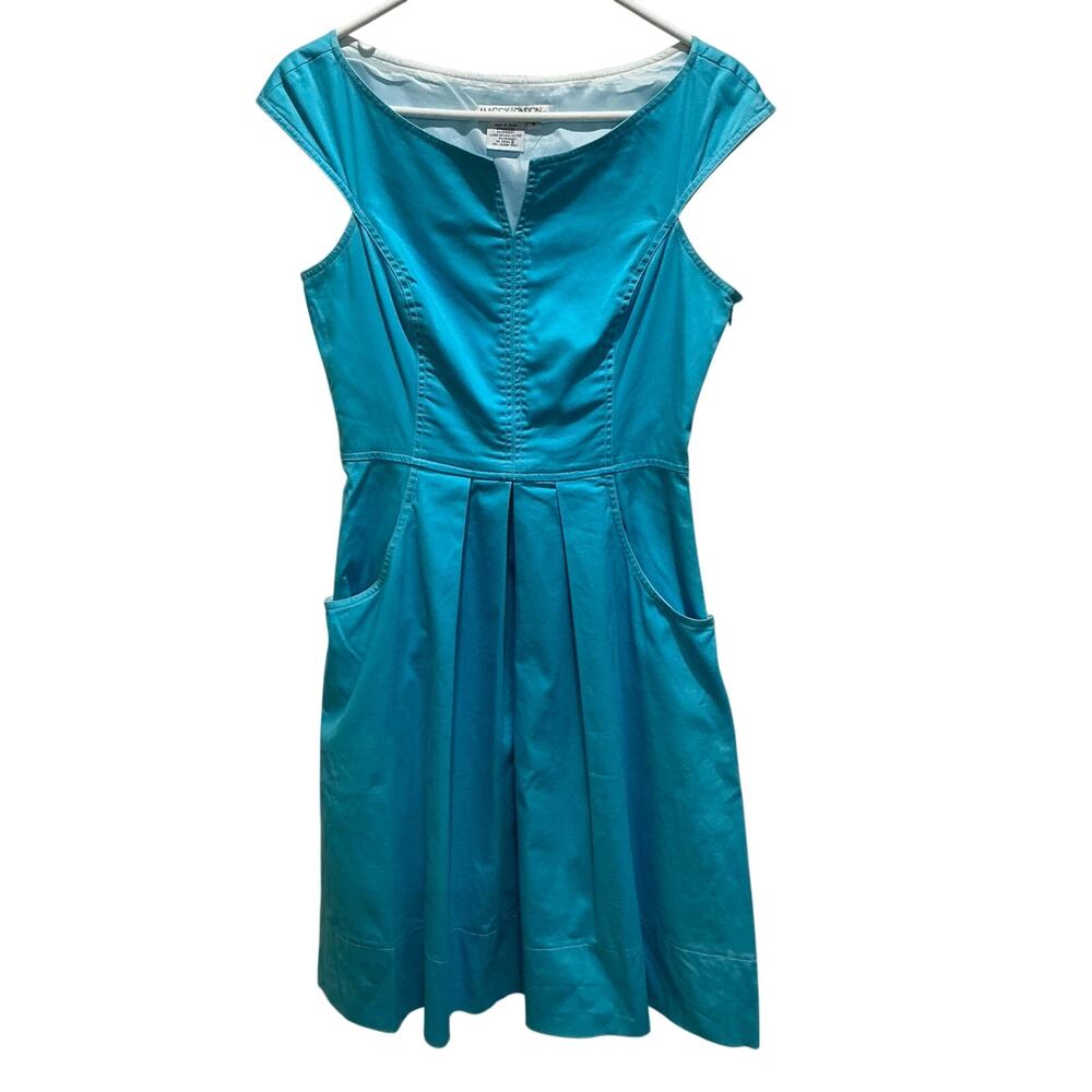 Maggy London Women’s Vintage Turquoise Blue Cap Sleeve A line Dress Size 6
